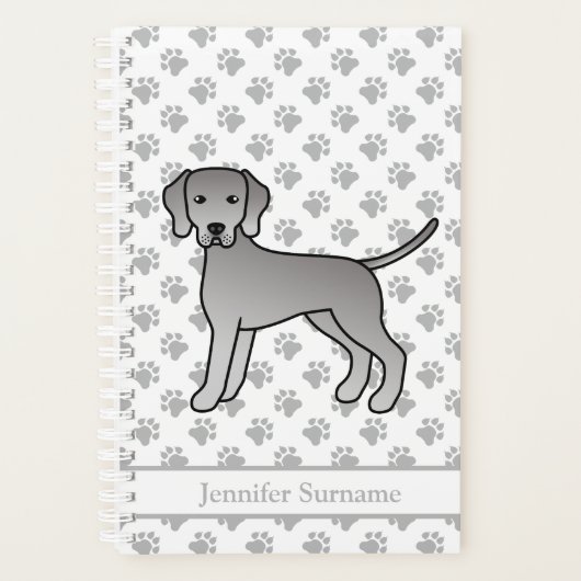 Weimaraner Niedlicher Cartoon Dog Design und Paste Planer (Vorderseite)