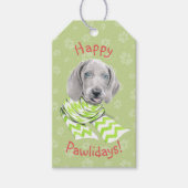 Weimaraner niedlicher Welpe mit Schal Dog Portrait Geschenkanhänger (Vorderseite)