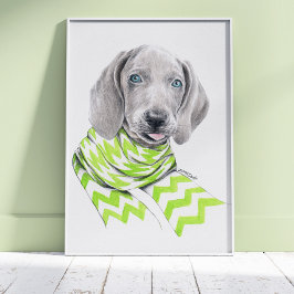 Weimaraner niedlicher Welpe mit Schal Dog Portrait Poster