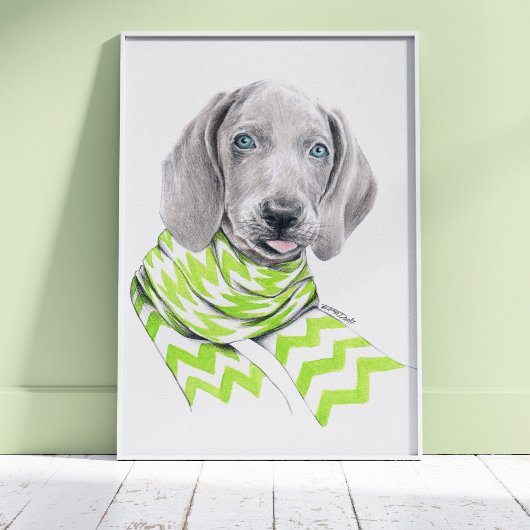 Weimaraner niedlicher Welpe mit Schal Dog Portrait Poster