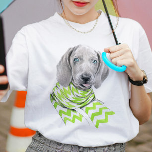 Weimaraner niedlicher Welpe mit Schal Dog Portrait T-Shirt