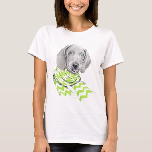 Weimaraner niedlicher Welpe mit Schal Dog Portrait T-Shirt (Vorderseite)