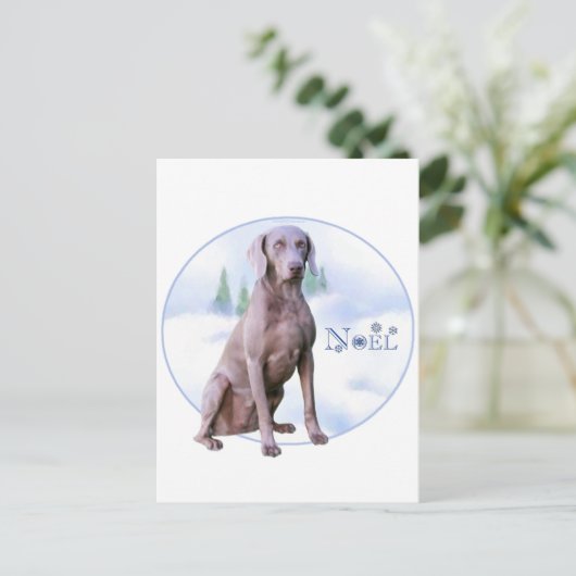 Weimaraner Noel Feiertagspostkarte (Stehend Vorderseite)