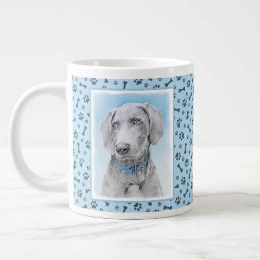 Weimaraner Painting - Cute Original Dog Art Jumbo-Tasse (Links)