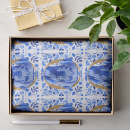 Weimaraner peering thru the letter "O" in Gold Seidenpapier