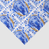 Weimaraner peering thru the letter "O" in Gold Seidenpapier (Detail)