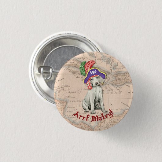 Weimaraner Pirate Button (Vorne & Hinten)