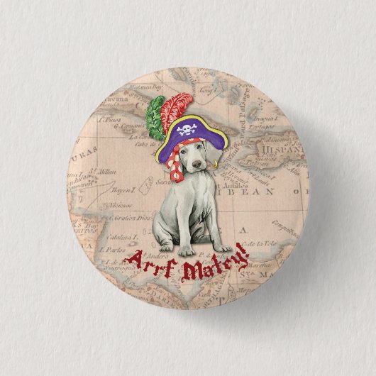 Weimaraner Pirate Button (Vorderseite)