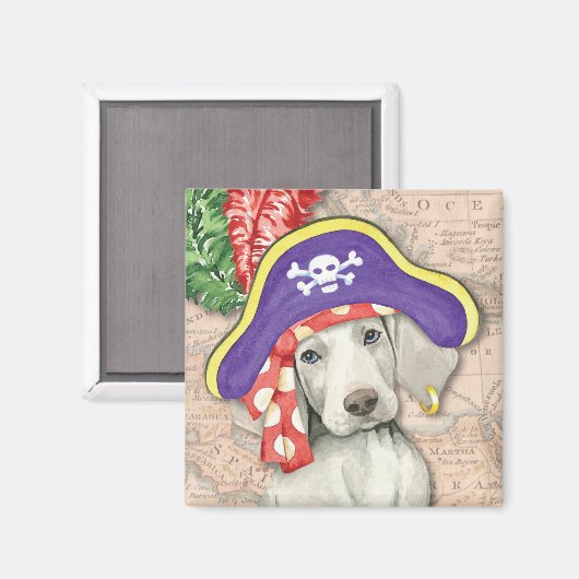 Weimaraner Pirate Magnet (Vorderseite/Rückseite)