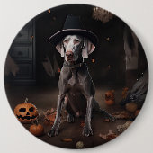 Weimaraner Pumpkins Halloween Beängstigend Button (Vorderseite)