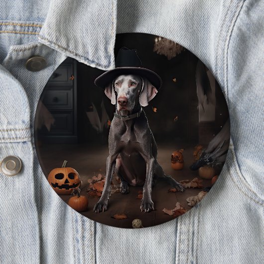 Weimaraner Pumpkins Halloween Beängstigend Button (Beispiel)