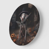 Weimaraner Pumpkins Halloween Beängstigend Große Wanduhr (Winkel)