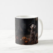 Weimaraner Pumpkins Halloween Beängstigend Kaffeetasse (VorderseiteRechts)