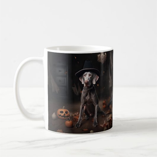 Weimaraner Pumpkins Halloween Beängstigend Kaffeetasse (Links)