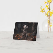Weimaraner Pumpkins Halloween Beängstigend Karte (Gelbe Blume)