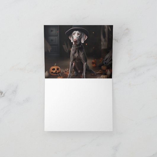 Weimaraner Pumpkins Halloween Beängstigend Karte (Innenseite)