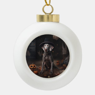 Weimaraner Pumpkins Halloween Beängstigend Keramik Kugel-Ornament
