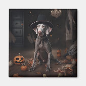Weimaraner Pumpkins Halloween Beängstigend Magnet (Vorne)