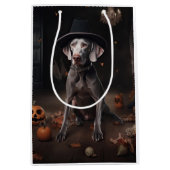Weimaraner Pumpkins Halloween Beängstigend Mittlere Geschenktüte (Vorderseite)