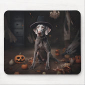 Weimaraner Pumpkins Halloween Beängstigend Mousepad (Vorne)