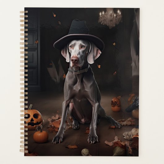 Weimaraner Pumpkins Halloween Beängstigend Planer (Vorderseite)
