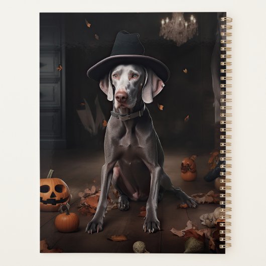 Weimaraner Pumpkins Halloween Beängstigend Planer (Rückseite)
