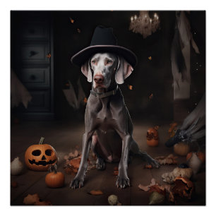 Weimaraner Pumpkins Halloween Beängstigend Poster