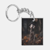 Weimaraner Pumpkins Halloween Beängstigend Schlüsselanhänger (Vorderseite links)