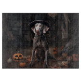Weimaraner Pumpkins Halloween Beängstigend Schneidebrett (Vorderseite)