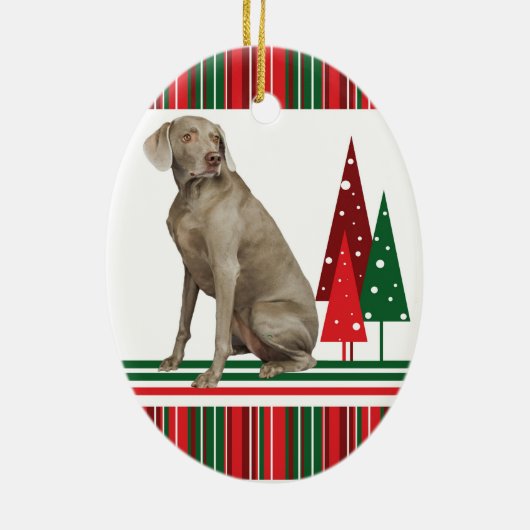 Weimaraner Retro Weihnachtsverzierung Keramikornament (Hinten)