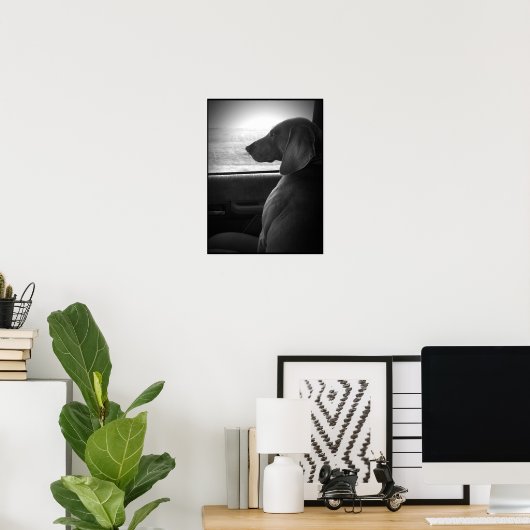 Weimaraner Riding Shotgun - Leinwand Poster (Heimbüro)