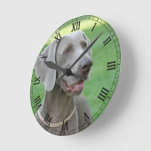 Weimaraner Runde Wanduhr (Winkel)