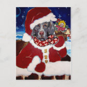 Weimaraner Santa Feiertagspostkarte (Vorderseite)