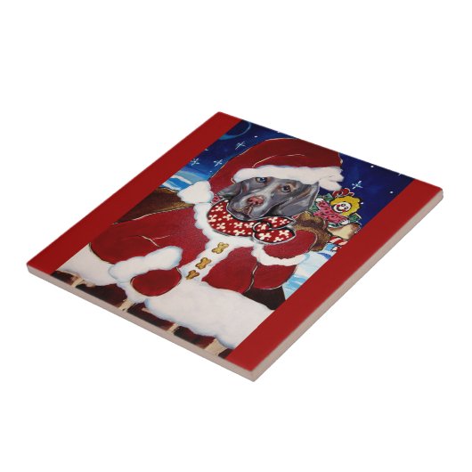 Weimaraner Santa Fliese (Seite)