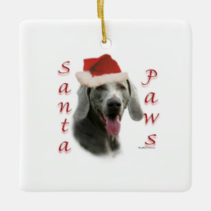 Weimaraner Santa Paws Keramikornament