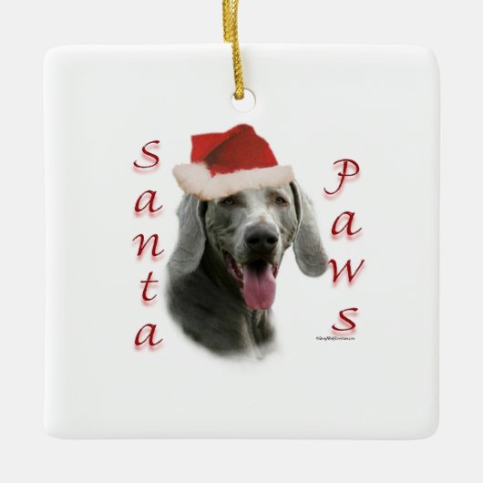 Weimaraner Santa Paws Keramikornament (Vorderseite)