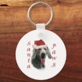 Weimaraner Santa Paws Schlüsselanhänger (Vorderseite)
