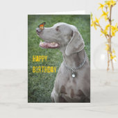 Weimaraner & Schmetterlingskarte Karte (Gelbe Blume)