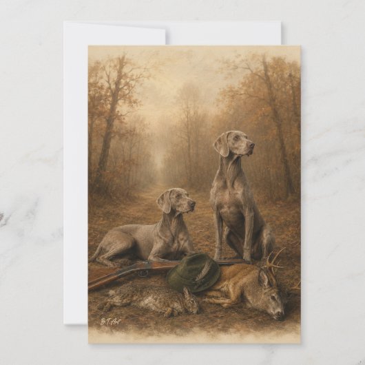 Weimaraner – Silberner Geisterjäger Einladung (Vorderseite)
