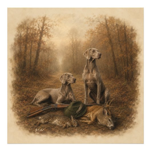 Weimaraner – Silberner Geisterjäger Fotodruck (Vorne)