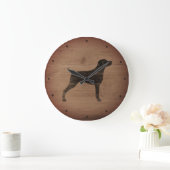 Weimaraner Silhouette Rustikal Große Wanduhr (Zuhause)