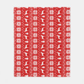 Weimaraner Silhouette-Weihnachtsmuster-Rot Fleecedecke (Vorderseite)