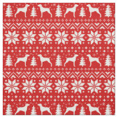 Weimaraner Silhouette-Weihnachtsmuster-Rot Stoff (Muster)