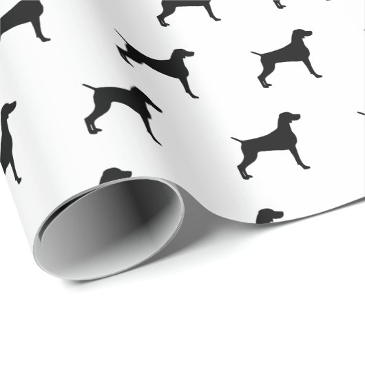 Weimaraner Silhouette Wrapping Paper Geschenkpapier (Rolleneckpunkt)