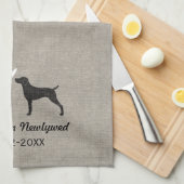 Weimaraner Silhouetten mit Herzen und Text Geschirrtuch (Viertel Falte)