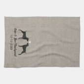 Weimaraner Silhouetten mit Herzen und Text Geschirrtuch (Horizontal)