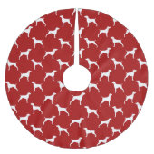 Weimaraner Silhouetten Muster Rot Polyester Weihnachtsbaumdecke (Vorderseite)