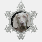 Weimaraner Silver Gray Schneeflocken Zinn-Ornament (Vorderseite)