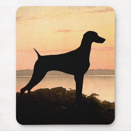 Weimaraner Sonnenuntergang Mousepad (Vorne)