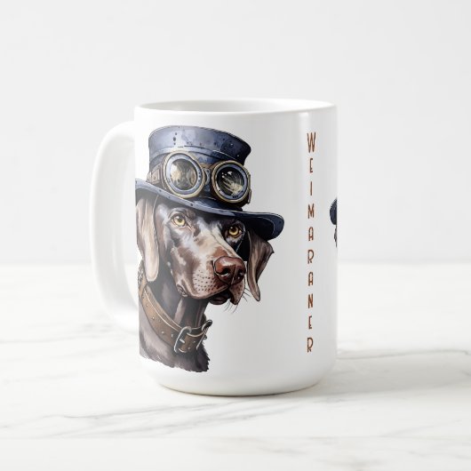 Weimaraner-Steampunk-Hund Kaffeetasse (Vorderseite Links)
